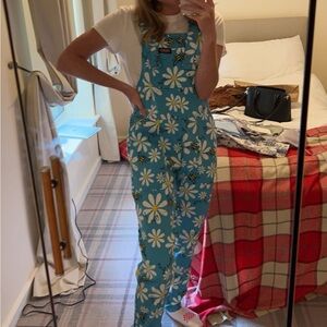 Blue Floral Overalls